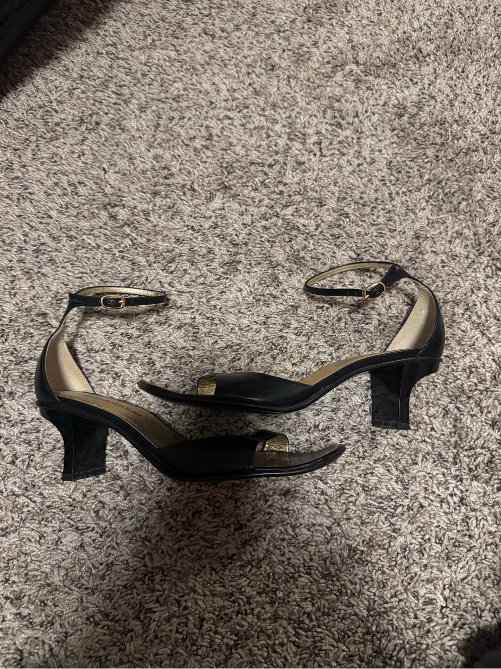 Classic Black Ankle-Strap Heeled Sandals